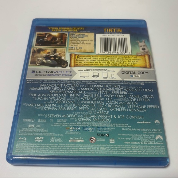 The Adventures of Tintin. Blu-Ray Only!! Nickelodeon Paramount Pictures - Picture 2 of 3